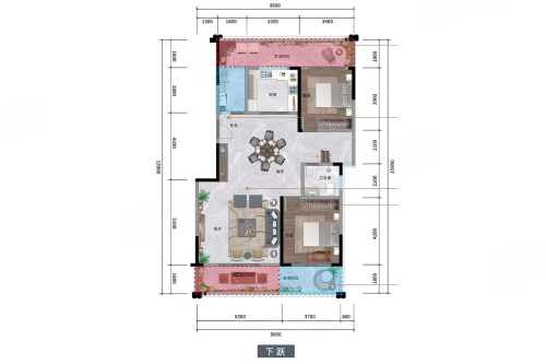 凤凰城·寥廓府邸M2跃层户型，曲靖凤凰城·寥廓府邸5室3厅3卫1厨约229.99平米户型图-曲靖58同城