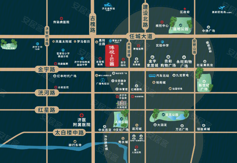 济宁旭辉银盛泰博观云著-交通图(9 济宁安居客
