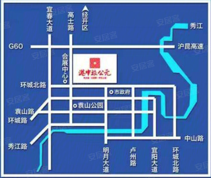 宜春港中旅公元-交通图(47 宜春安居客