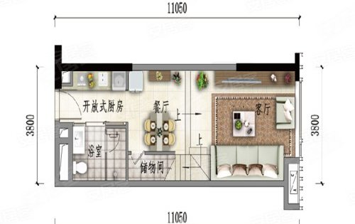 保利金沙大都汇48方复试户型图