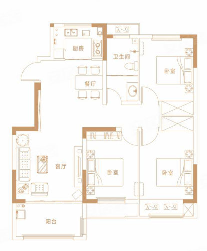 50平米户型图,朝南北朝向 鹤壁安居客