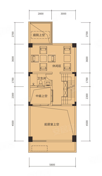 德威江誉城别墅g户型,德威江誉城别墅约134.00平米图
