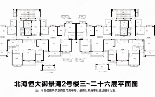 恒大御景湾3栋 楼栋平面图及户型图!