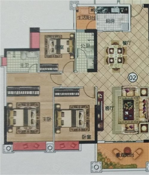 59平米户型图,朝南北朝向 阳江安居客