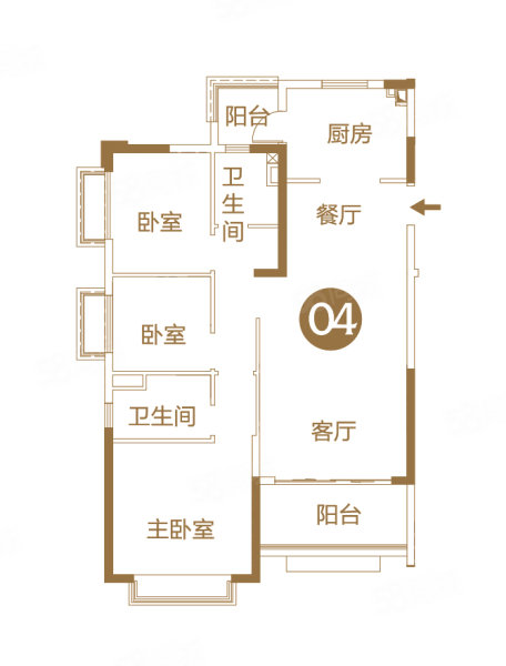 恒大湖山半岛m29-04户型,南京恒大湖山半岛3室2厅2卫1厨约114.