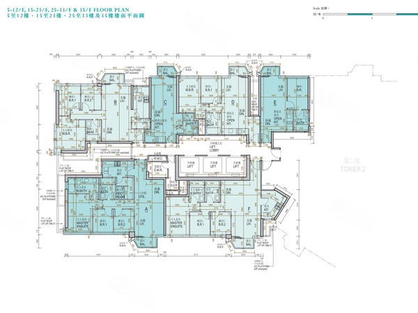 GRAND OASIS KAI TAK第1座
5至12樓、15至23樓、25至33樓及35樓樓面平面圖