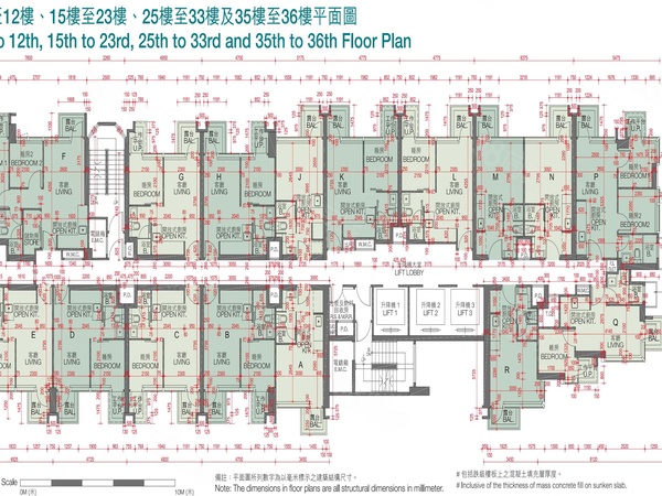 君豪峰5樓至12樓、15樓至23樓、25樓至33樓及35樓至36樓平面圖