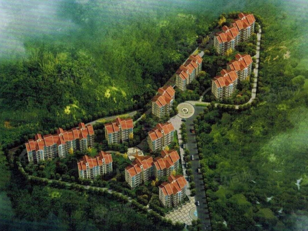 武夷山百花欣苑公园里楼盘建筑物外景