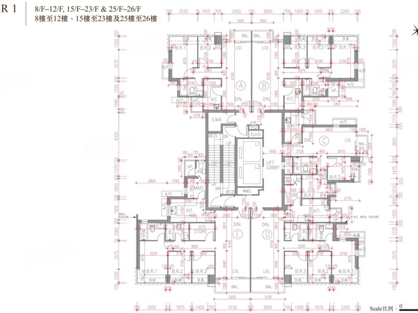 尚豪庭第1座8樓至12樓、15樓至23樓及25樓至26樓平面图