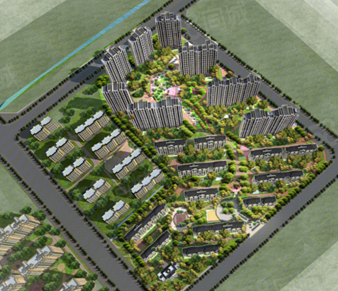 华硕公园里楼盘建筑物外景