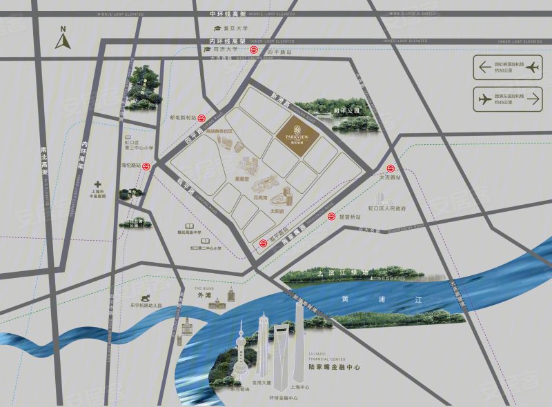 上海瑞虹新城天悦郡庭-交通图(198) - 上海安居客