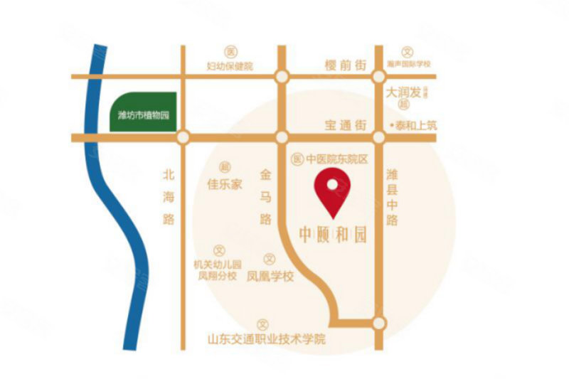 潍坊中颐和园-交通图(63 潍坊安居客