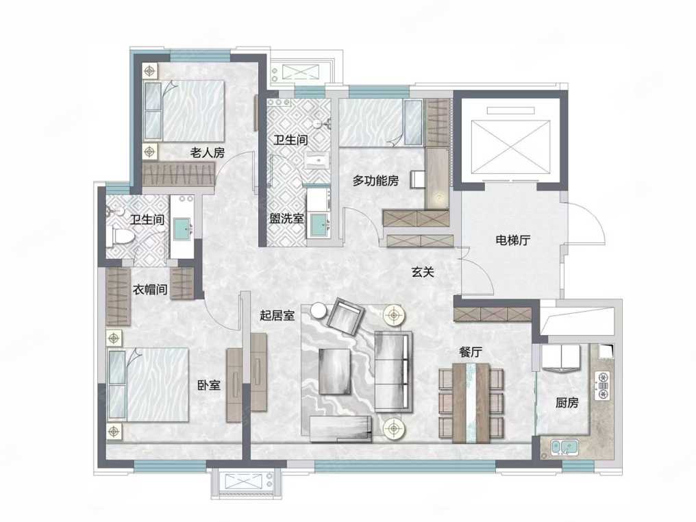 5室4厅2卫 265m05,4室2厅2卫 134m05关联户型:千城·柏悦湾二期新