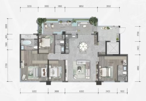 科学城置业龙湖凤栖湖畔上宸建面143平米缦阁户型,科学城置业龙湖凤栖湖畔上宸4室2厅3卫1厨约143.00平米户型图,朝南朝向 - 重庆安居客