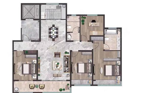 175户型两梯两户电梯刷卡入户层高3米15的17层小高层