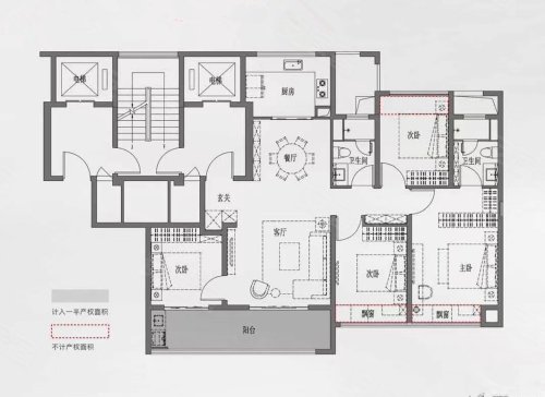 绿城·桂语听澜143平米户型，绿城·桂语听澜4室2厅2卫1厨约143.00平米户型图，朝南朝向 - 海安安居客