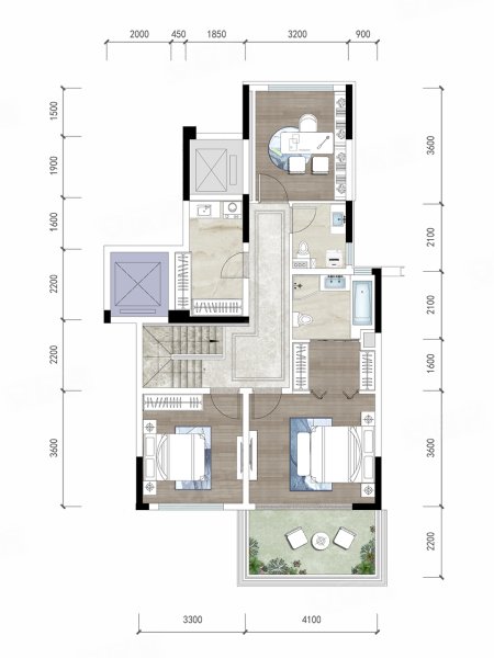世豪一墅江安C下叠户型,世豪一墅江安别墅约230.00平米户型图,朝南朝向 - 成都安居客