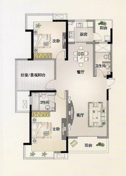 世茂花园134平米户型,世茂花园2室2厅2卫1厨约134.60平米户型图,朝南北朝向 - 镇江安居客