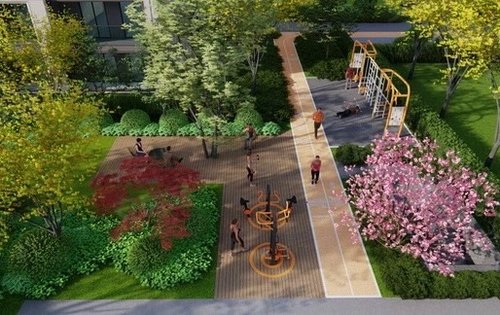 小区主入口门园区绿化效果图新海派滨水生活住区居住环境舒适宜人邀约