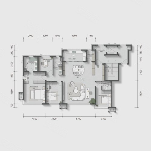 龙湖·云颂165平户型,龙湖·云颂4室2厅3卫1厨约165.00平米户型图,朝南北朝向 - 沈阳安居客