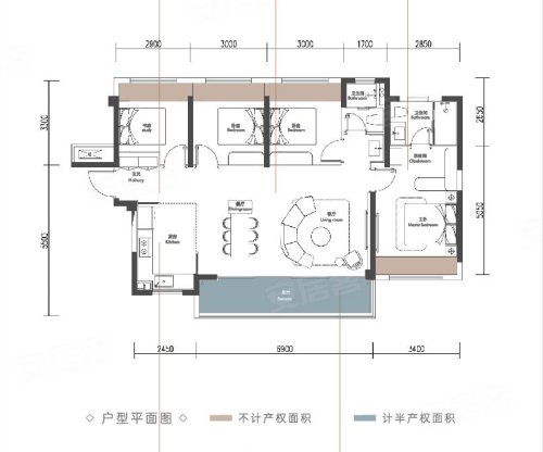 国贸人居海上蓉屿翡翠127,国贸人居海上蓉屿4室2厅2卫1厨约127.00平米户型图,朝南朝向 - 成都安居客