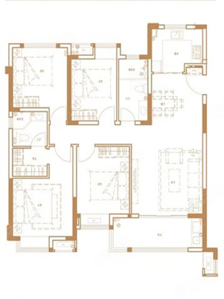 玖玺正荣府B户型,玖玺正荣府4室2厅2卫1厨约129.00平米户型图,朝南朝向 - 莆田安居客