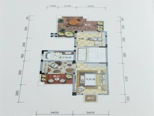英郦庄园桥郡E户型,英郦庄园桥郡别墅约340.00平米户型图,朝南朝向 - 绵阳安居客