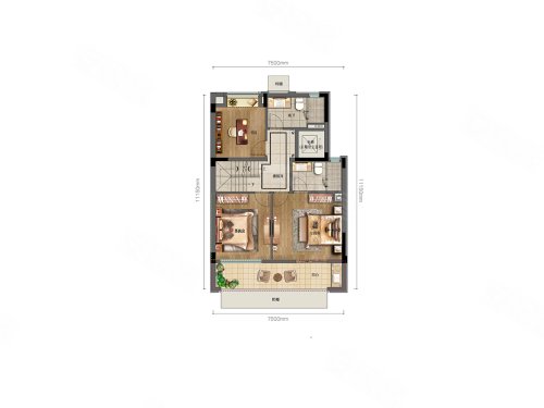 融创江南府G户型（282-344㎡），融创江南府别墅约282.00平米户型图，朝南朝向 - 晋江市安居客