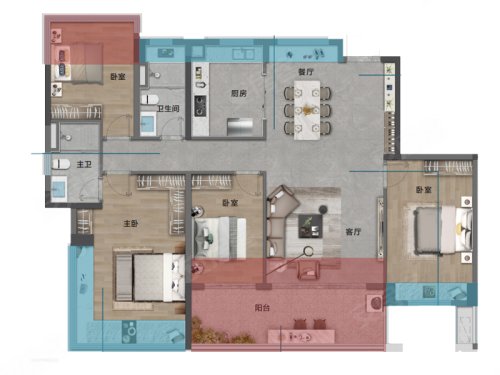 星河湖山春晓花园三期Y1户型，星河湖山春晓花园4室2厅2卫1厨约139.00平米户型图，朝东南朝向 - 珠海安居客