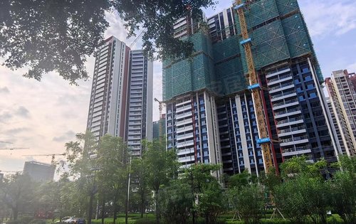 玖玺府8月8号楼盘施工进度实拍小区园林在建设中