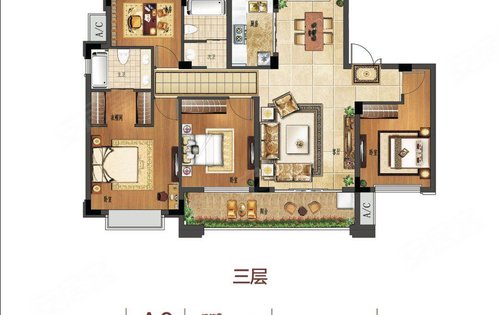 6层退台电梯花园洋房3楼