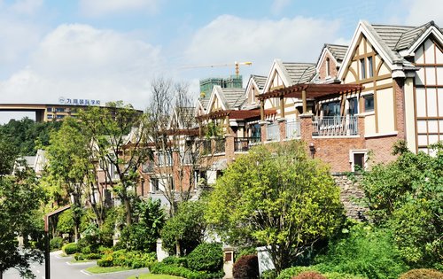 约克郡独栋280平,实得约700平.前庭后院送双车位,现房现房,视野开阔.