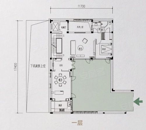 和家园玺园·大院香璋216方户型,和家园玺园·大院香璋别墅约216.00平米户型图,朝南朝向 - 杭州安居客