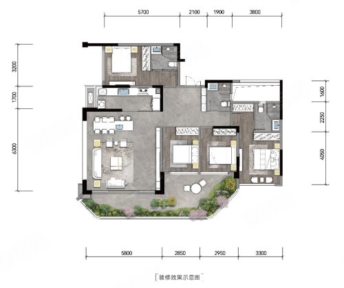 俊峰山外山A1户型,俊峰山外山4室2厅3卫1厨约136.00平米户型图,朝南朝向 - 重庆安居客