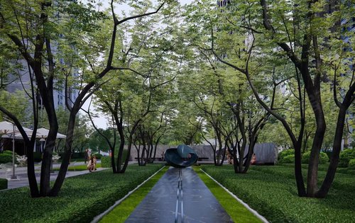 三期外立面大门园林的效果图