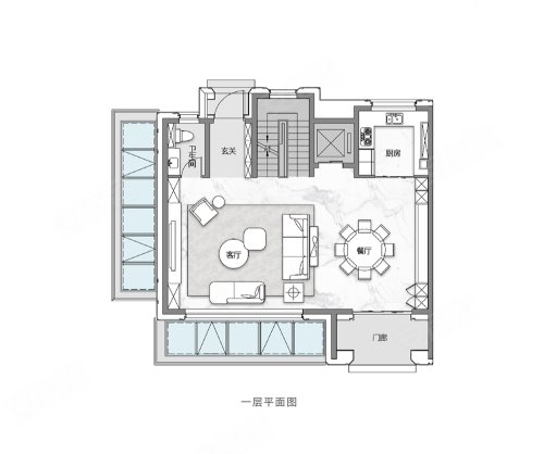 联仲都悦汇B1户型，联仲都悦汇别墅约264.55平米户型图，朝南朝向 - 上海安居客