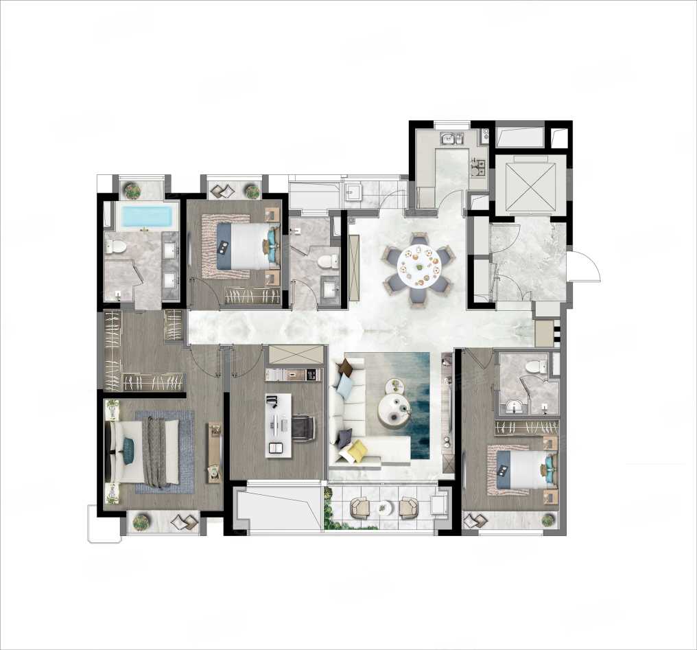 3室2厅3卫 190m05,4室2厅3卫 180m05关联户型:宝能·公馆1288新推