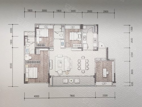 栌林绿城桂语听澜B1户型,栌林绿城桂语听澜4室2厅2卫1厨约141.28平米户型图,朝南朝向 - 成都安居客