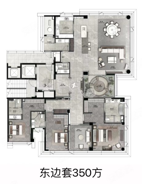 建发缦云350方东边套,建发缦云商业约350.00平米户型图,朝南朝向 - 杭州安居客