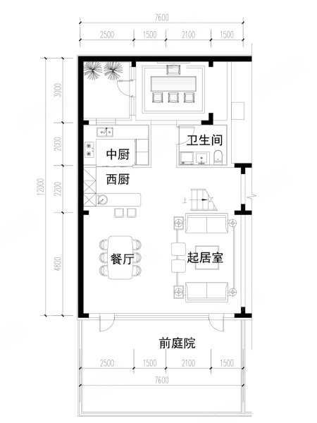 华发绿洋湾华发山庄下叠80㎡户型,华发绿洋湾别墅约80.00平米户型图,朝南北朝向 - 大连安居客
