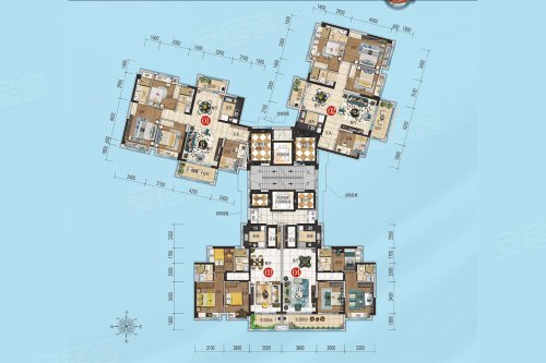 碧桂园凤凰湾典藏四房01/02户型,碧桂园凤凰湾4室2厅2卫1厨约130.00平米户型图,朝西南朝向 - 阳江安居客