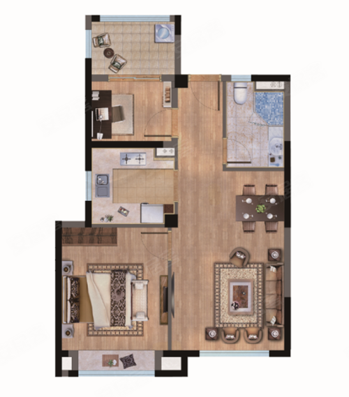 建邦国宸府中叠67㎡户型,建邦国宸府别墅约67.00平米户型图,朝南朝向 - 上海安居客