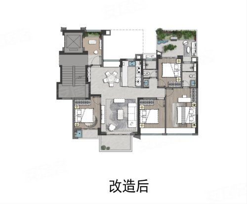 建发湾墅/阅海洋房E2户型,建发湾墅/阅海4室2厅2卫1厨约124.00平米户型图,朝南朝向 - 厦门安居客