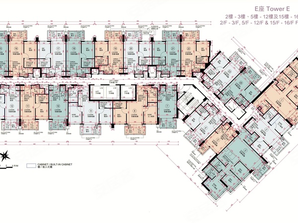 ONE INNOVALE – Cabanna第3期E座 
2樓—3樓、5樓—12樓及15樓—16樓平面圖