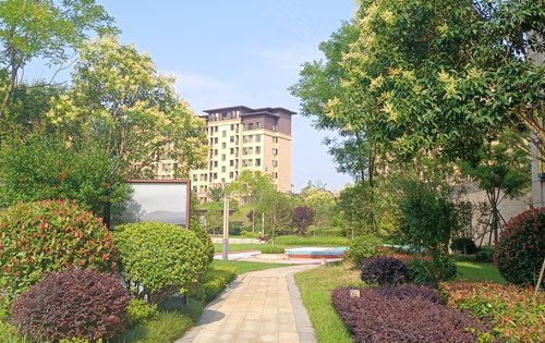 鸿森美好生活家园七层电梯洋房均价四千二起小区园林绿化采用坡地景观