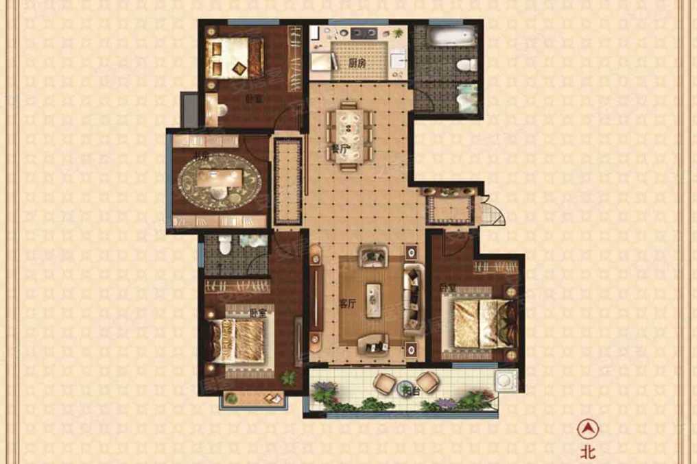 全文2019年07月样板间史丹利·景城花园138m05户型样板间已于2019年