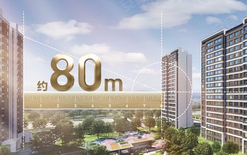 约80米巨幕园林美景楼间距光照阳光生活