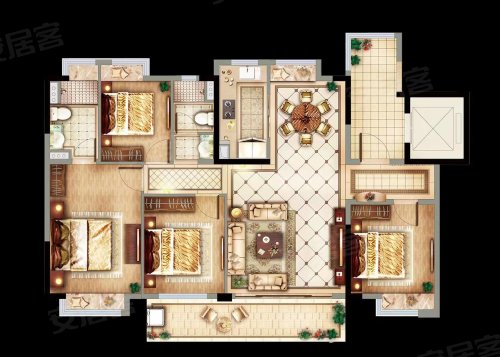 00平米户型图,朝南朝向 - 盐城安居客