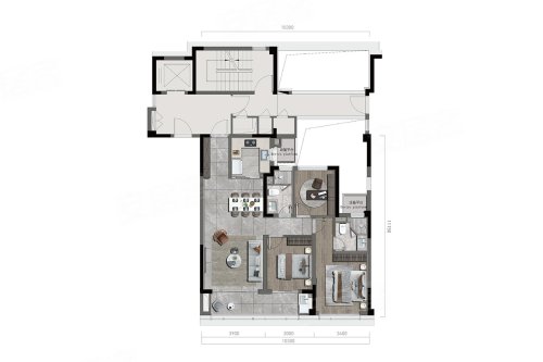 绿城东投·凤鸣云翠115平米户型,绿城东投·凤鸣云翠3室2厅2卫1厨约115.00平米户型图,朝南朝向 - 宁波安居客