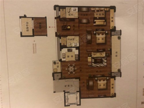 金麟府115户型,金麟府3室2厅2卫1厨约115.00平米户型图,朝南朝向 - 舟山安居客